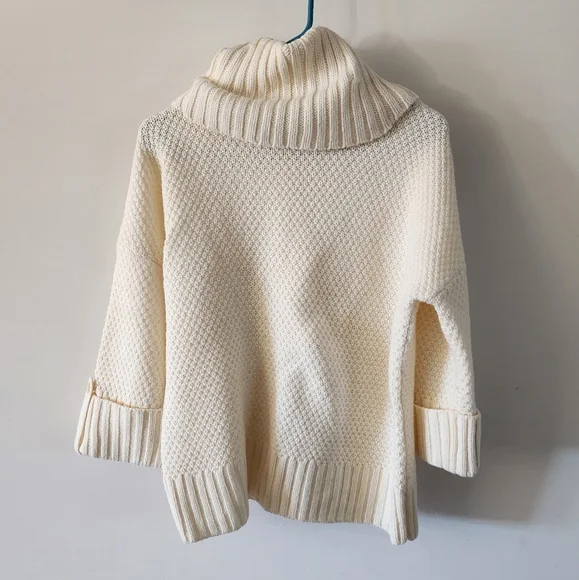 Talbots Cableknit Turtleneck Sweater Quarter Sleeve Womens Size M Petite Cream - Picture 3 of 9